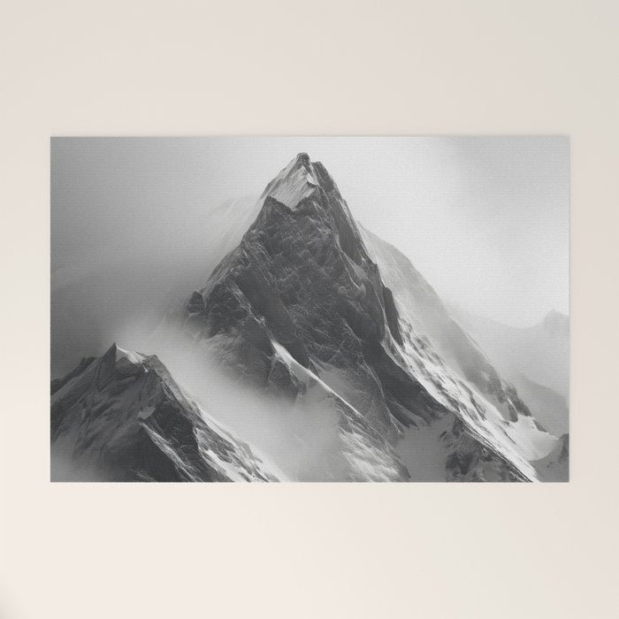 Alpine Silence - Minimalist Snowy Peak Wall Art Welcome Mat Gallery Image 1