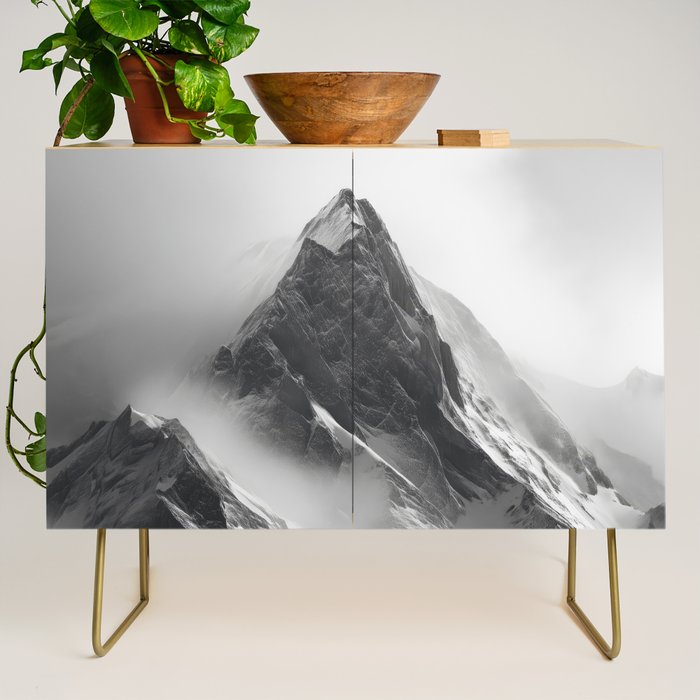 Alpine Silence - Minimalist Snowy Peak Wall Art Credenza Gallery Image 1
