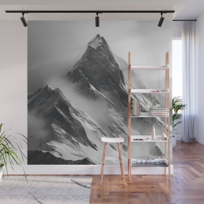 Alpine Silence - Minimalist Snowy Peak Wall Art Wall Mural Gallery Image 1