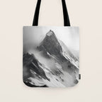 Alpine Silence - Minimalist Snowy Peak Wall Art Tote Bag Gallery Image 1