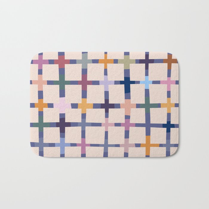 Colorful Patterned Grid II Bath Mat Gallery Image 1