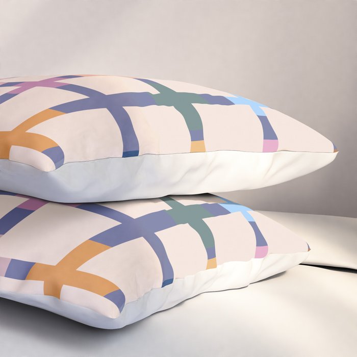 Colorful Patterned Grid II Pillow Sham Gallery Image 3