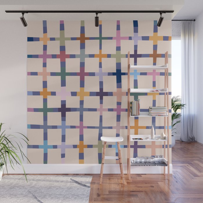 Colorful Patterned Grid II Wall Mural Gallery Image 1