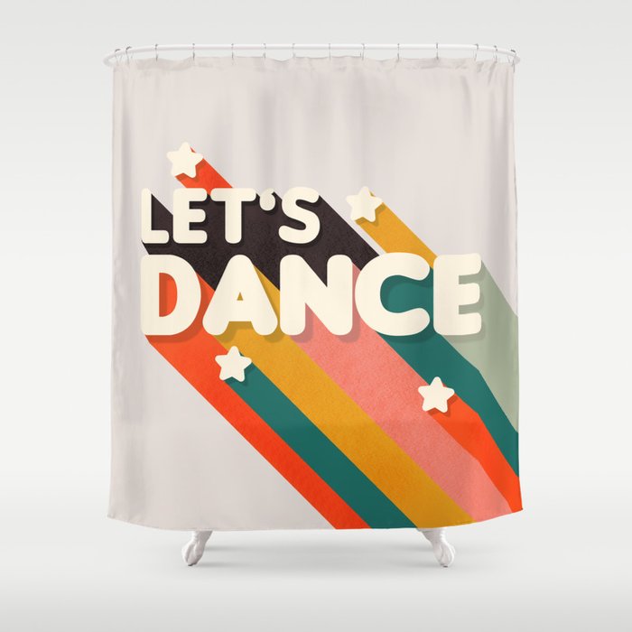 Let's Dance - retro rainbow typography Shower Curtain Gallery Image 1