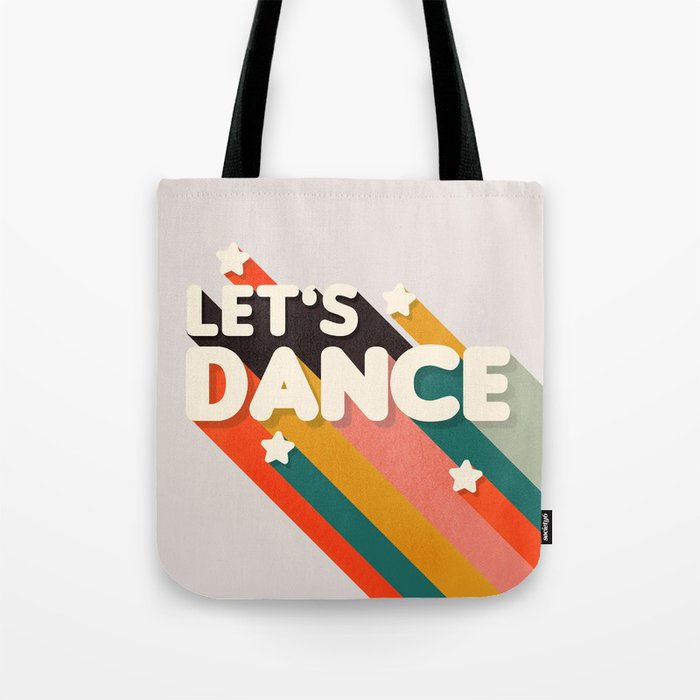 Let's Dance - retro rainbow typography Tote Bag Gallery Image 1