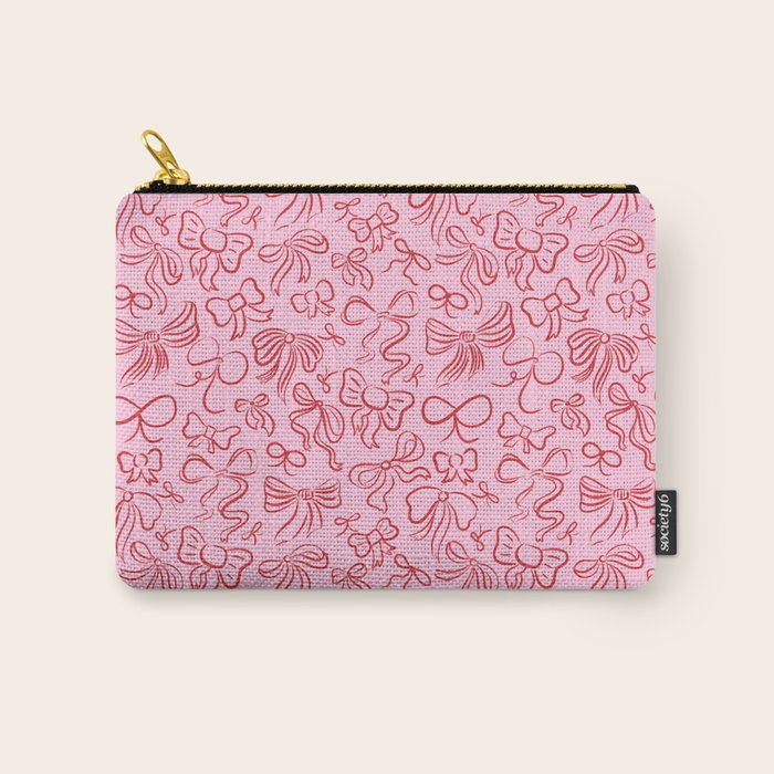 Coquette Valentines Day Bows in Colored Pencil Carry All Pouch Gallery Image 1