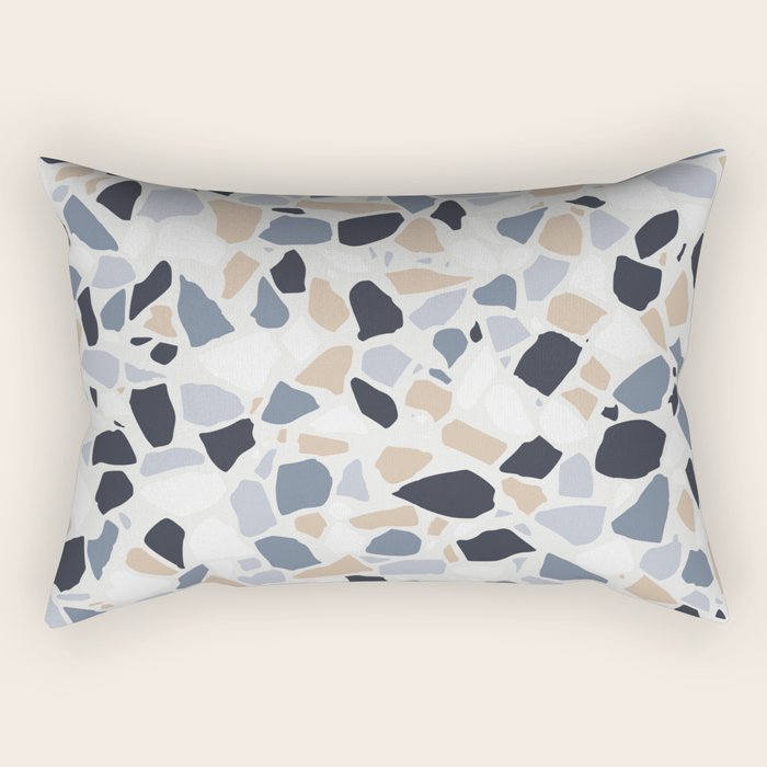 Terrazzo Mosaic Pattern, Gray and Neutral Rectangular Pillow Gallery Image 1