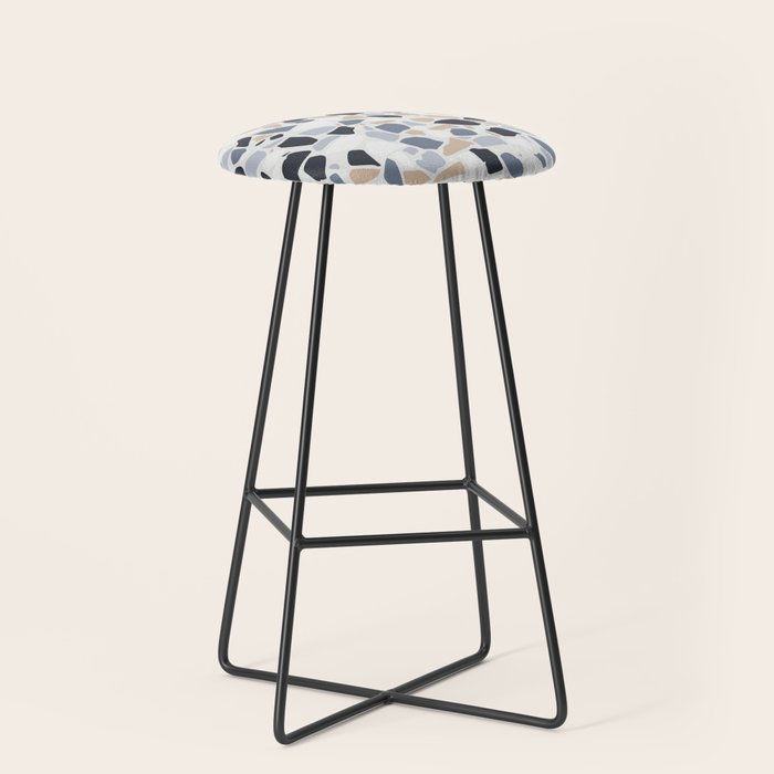 Terrazzo Mosaic Pattern, Gray and Neutral Stool Gallery Image 1