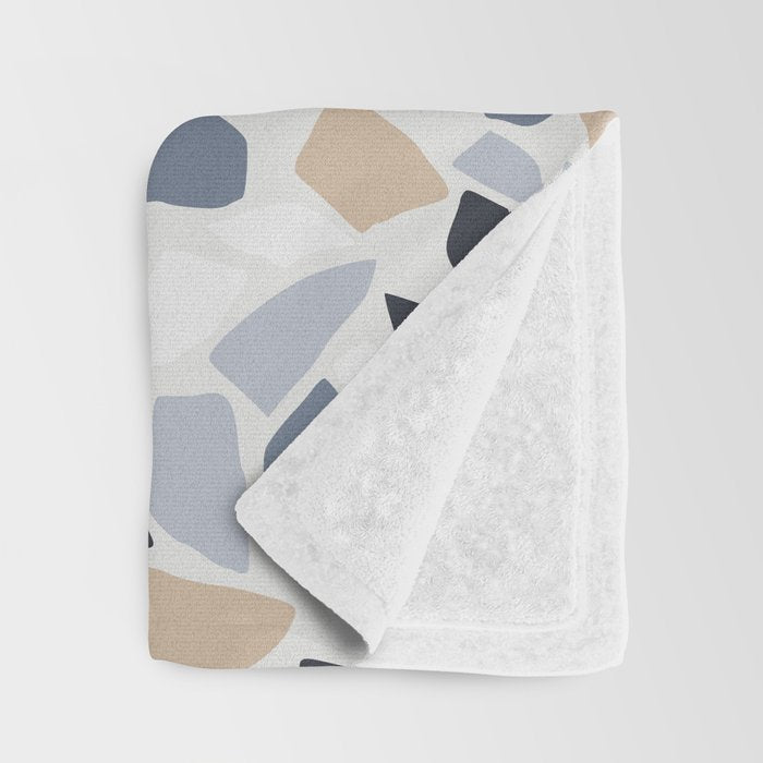 Terrazzo Mosaic Pattern, Gray and Neutral Throw Blanket Gallery Image 3