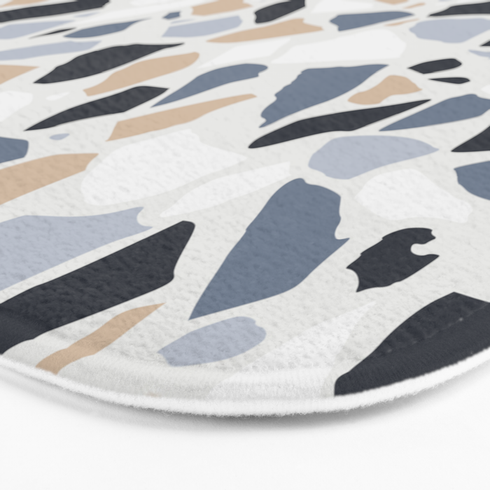 Terrazzo Mosaic Pattern, Gray and Neutral Bath Mat Gallery Image 3