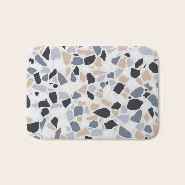 Terrazzo Mosaic Pattern, Gray and Neutral Bath Mat Gallery Image 1