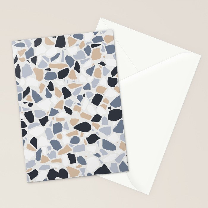 Terrazzo Mosaic Pattern, Gray and Neutral Stationery Card Gallery Image 2