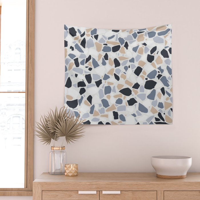 Terrazzo Mosaic Pattern, Gray and Neutral Wall Tapestry Gallery Image 2