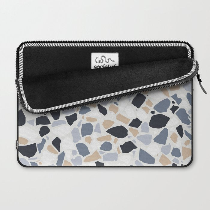 Terrazzo Mosaic Pattern, Gray and Neutral Laptop Sleeve Gallery Image 2