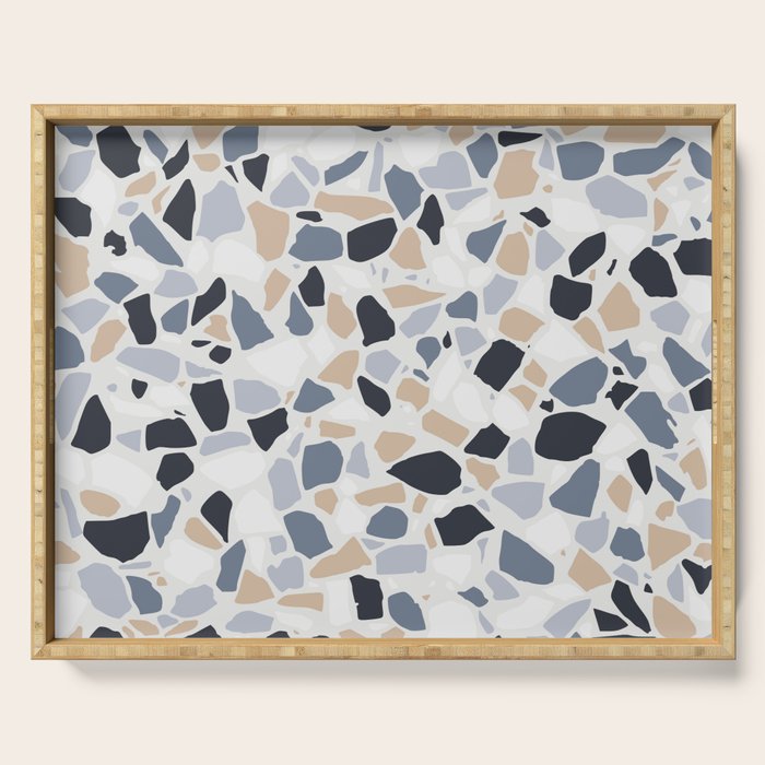 Terrazzo Mosaic Pattern, Gray and Neutral Serving Tray Gallery Image 1