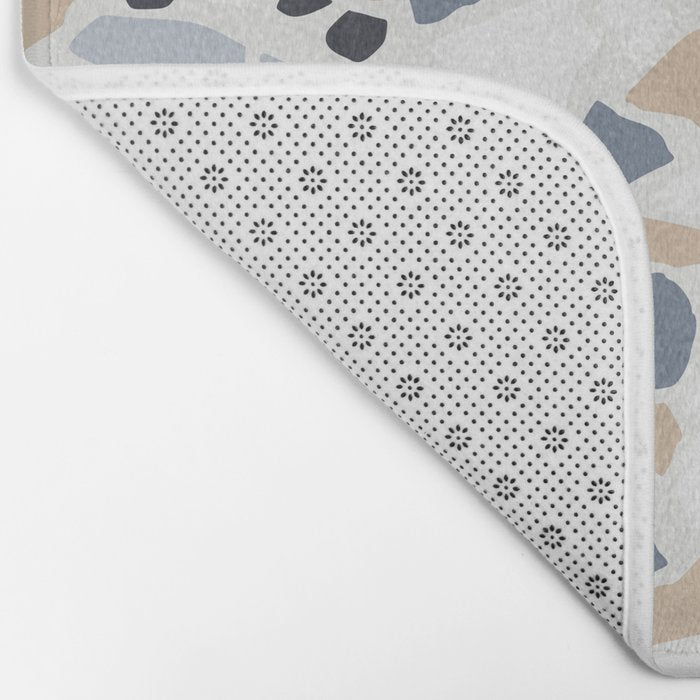 Terrazzo Mosaic Pattern, Gray and Neutral Bath Mat Gallery Image 2
