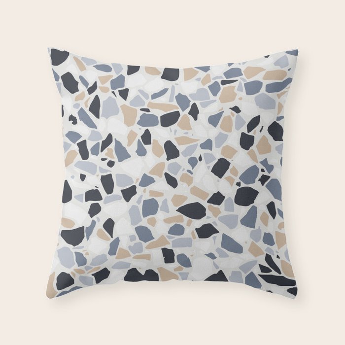 Terrazzo Mosaic Pattern, Gray and Neutral Throw Pillow Gallery Image 6