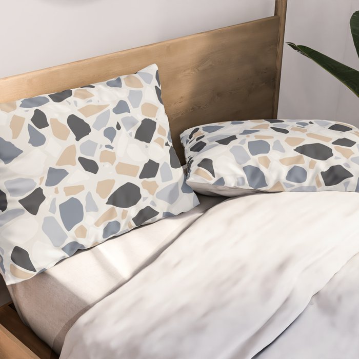 Terrazzo Mosaic Pattern, Gray and Neutral Pillow Sham Gallery Image 2