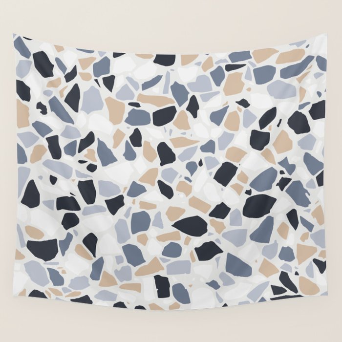 Terrazzo Mosaic Pattern, Gray and Neutral Wall Tapestry Gallery Image 4