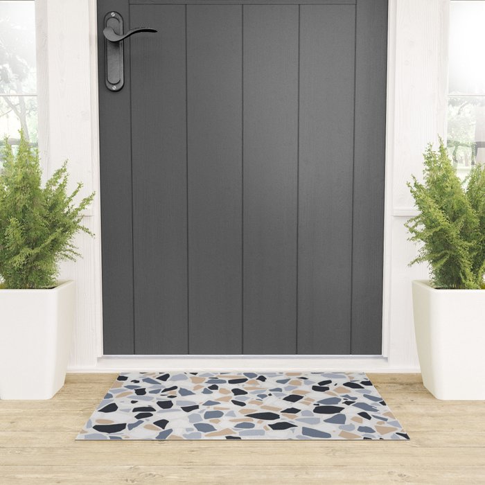 Terrazzo Mosaic Pattern, Gray and Neutral Welcome Mat Gallery Image 3