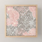 Festive, Floral Pattern Dahlias, Pink, Gray, White Mini Art Print Gallery Image 1