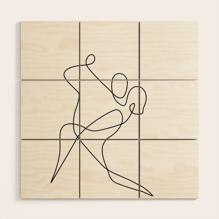 minimal line dance Wood Wall Art Gallery Image 1