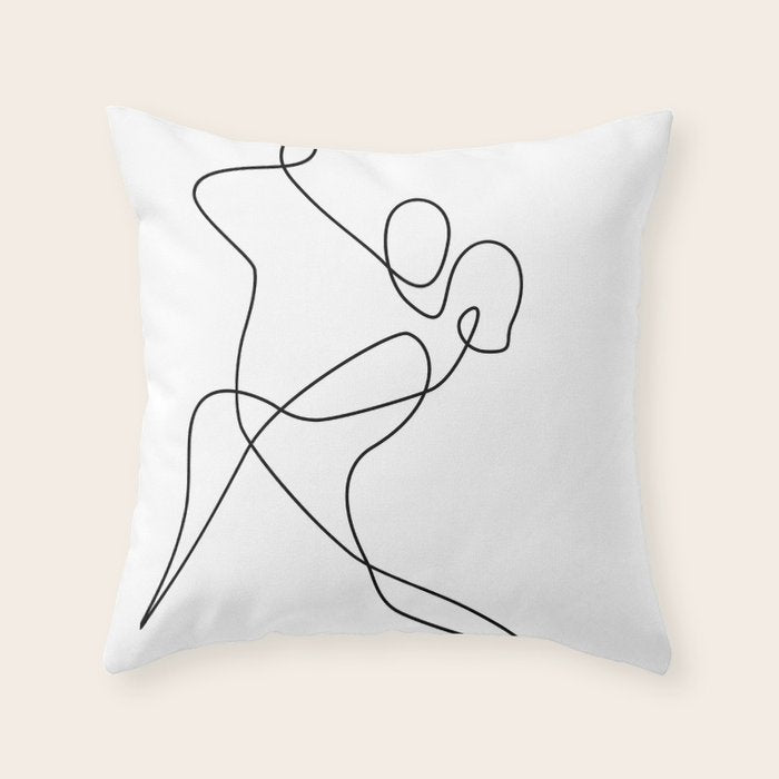 minimal line dance Throw Pillow Gallery Image 1