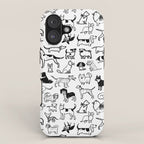 Black and White Dog Drawings | Cute Dog Breeds Pattern iPhone Case Gallery Image 1