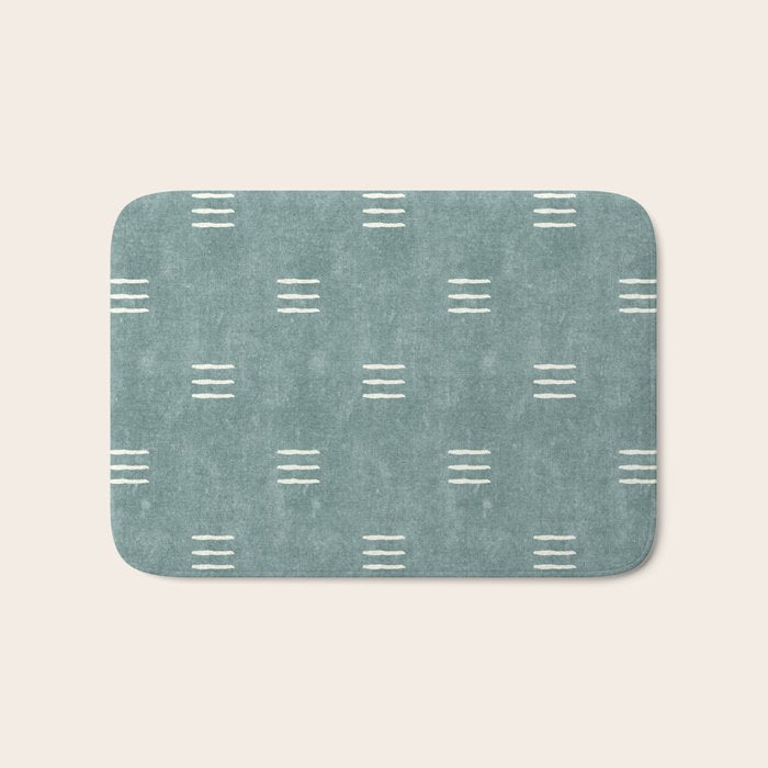 triple dash - dusty blue Bath Mat Gallery Image 1