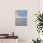 MAGIC OCEAN - glitter artwork by Yana Potter artist. Sparkling waves, pastel blue, beautiful nature. Poster Gallery Image 2