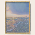 MAGIC OCEAN - glitter artwork by Yana Potter artist. Sparkling waves, pastel blue, beautiful nature. Serving Tray Gallery Image 1