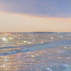 MAGIC OCEAN - glitter artwork by Yana Potter artist. Sparkling waves, pastel blue, beautiful nature. Coffee Mug Gallery Image 2