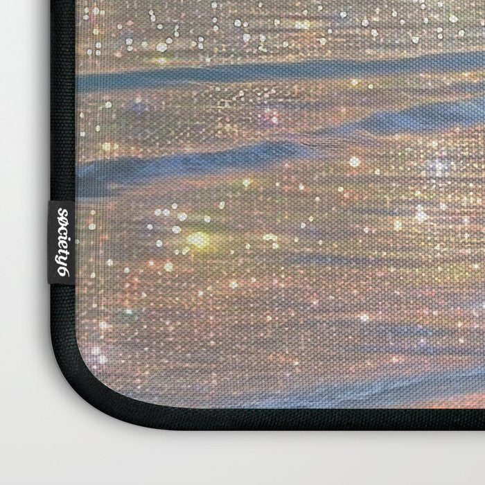 MAGIC OCEAN - glitter artwork by Yana Potter artist. Sparkling waves, pastel blue, beautiful nature. Laptop Sleeve Gallery Image 3