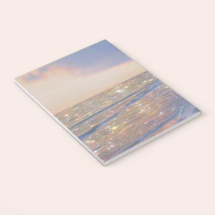 MAGIC OCEAN - glitter artwork by Yana Potter artist. Sparkling waves, pastel blue, beautiful nature. Notebook Gallery Image 3