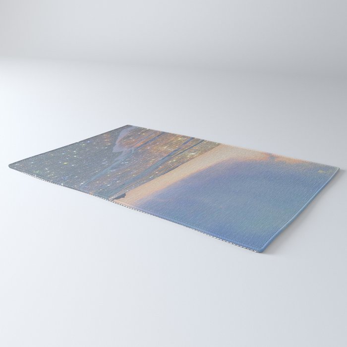 MAGIC OCEAN - glitter artwork by Yana Potter artist. Sparkling waves, pastel blue, beautiful nature. Rug Gallery Image 3