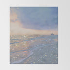 MAGIC OCEAN - glitter artwork by Yana Potter artist. Sparkling waves, pastel blue, beautiful nature. Throw Blanket Gallery Image 2