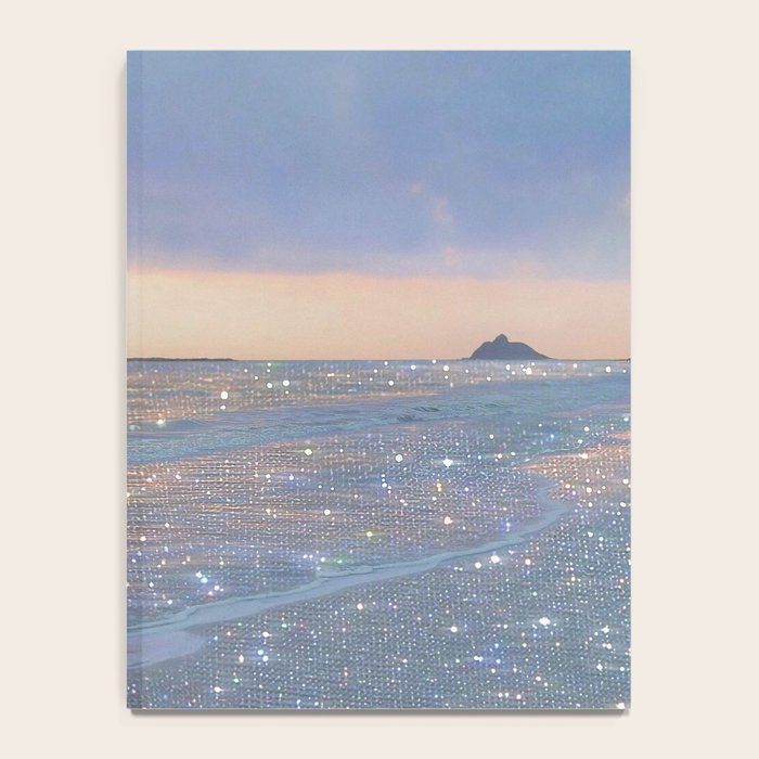 MAGIC OCEAN - glitter artwork by Yana Potter artist. Sparkling waves, pastel blue, beautiful nature. Notebook Gallery Image 4