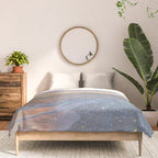 MAGIC OCEAN - glitter artwork by Yana Potter artist. Sparkling waves, pastel blue, beautiful nature. Comforter Gallery Image 3