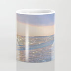 MAGIC OCEAN - glitter artwork by Yana Potter artist. Sparkling waves, pastel blue, beautiful nature. Coffee Mug Gallery Image 4