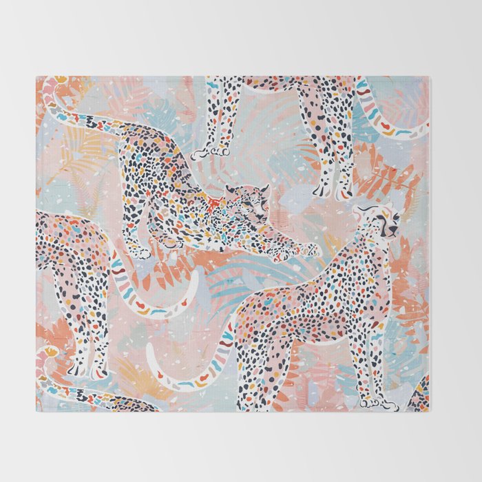 Colorful Wild Cats Throw Blanket Gallery Image 2