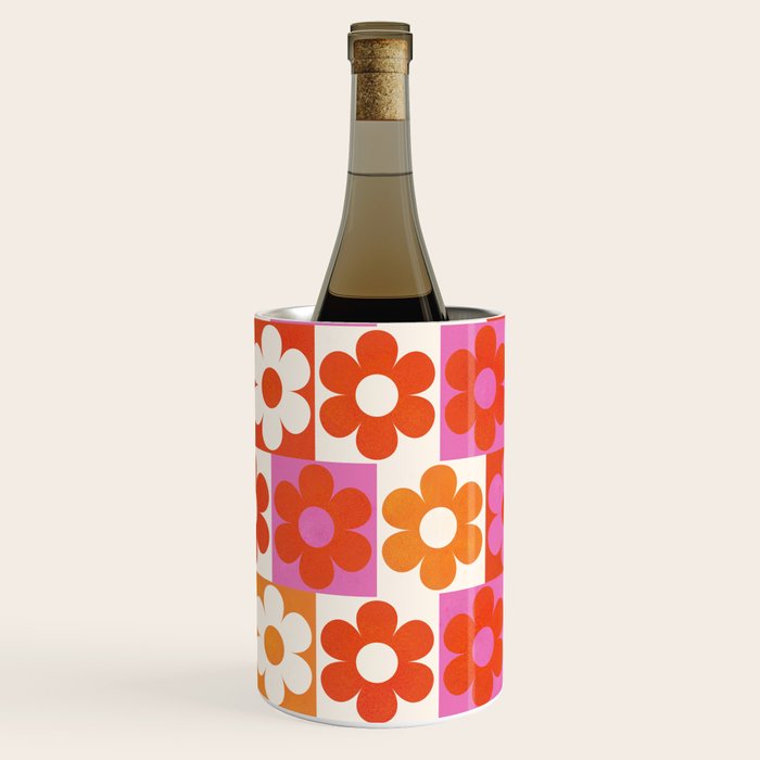 Pink and Orange Retro Daisies Wine Chiller Gallery Image 2