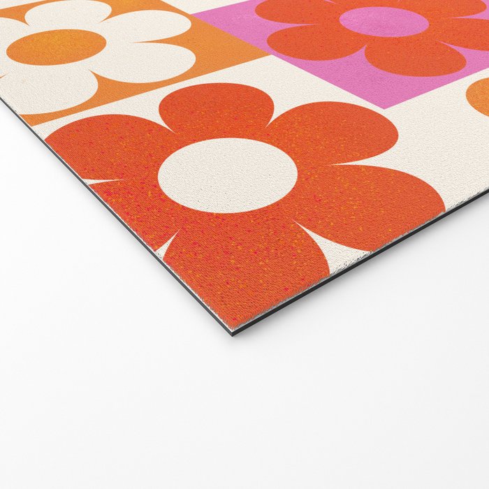 Pink and Orange Retro Daisies Welcome Mat Gallery Image 2