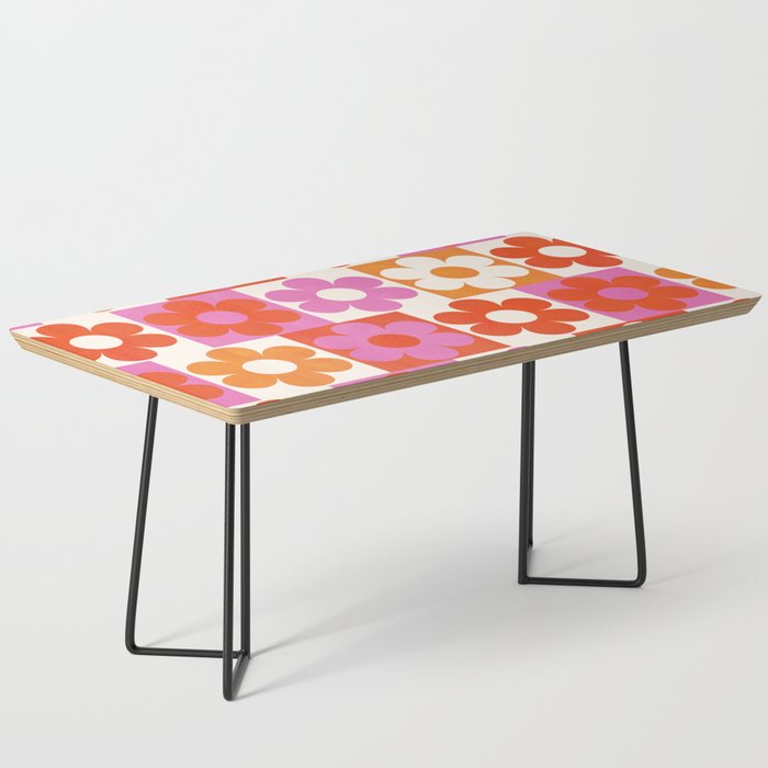 Pink and Orange Retro Daisies Coffee Table Gallery Image 1