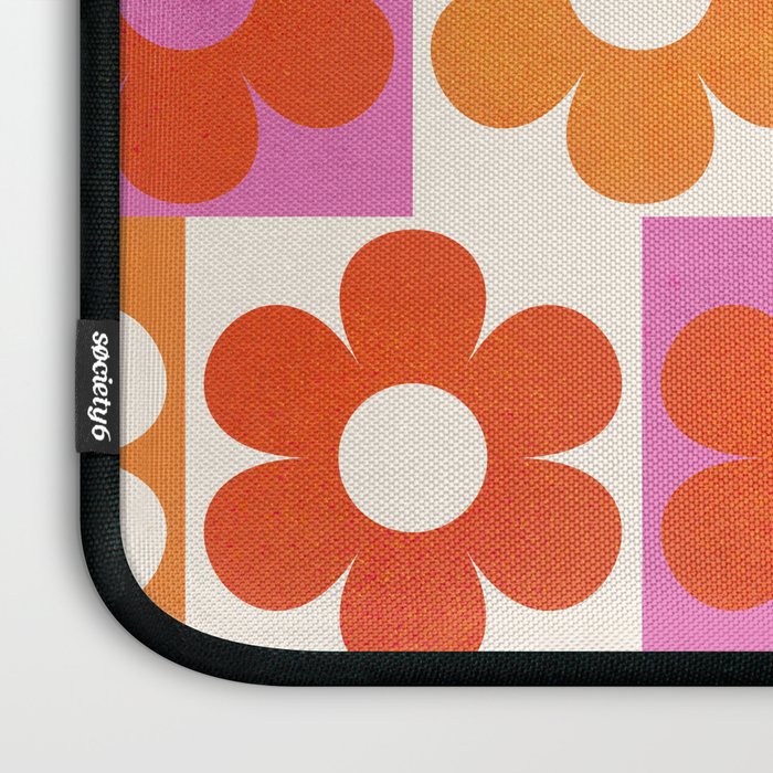 Pink and Orange Retro Daisies Laptop Sleeve Gallery Image 3