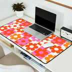 Pink and Orange Retro Daisies Desk Mat Gallery Image 2