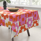 Pink and Orange Retro Daisies Tablecloth Gallery Image 3
