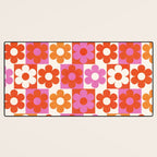 Pink and Orange Retro Daisies Desk Mat Gallery Image 3