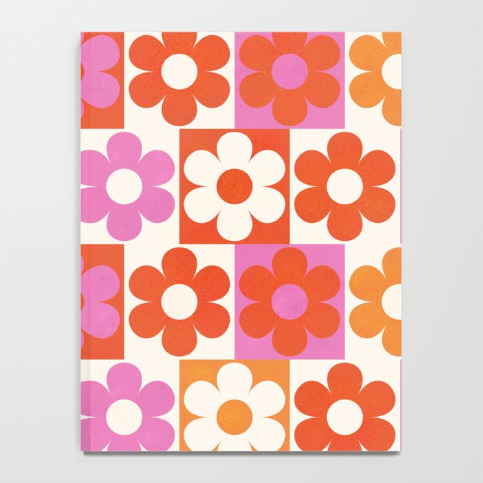 Pink and Orange Retro Daisies Notebook Gallery Image 4
