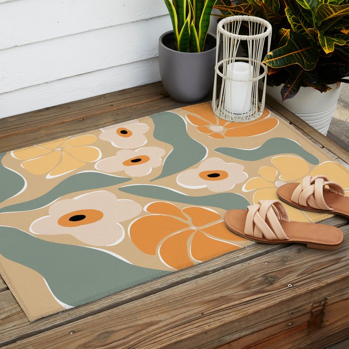 70s california flower market Outdoor Rug Gallery Image 2
