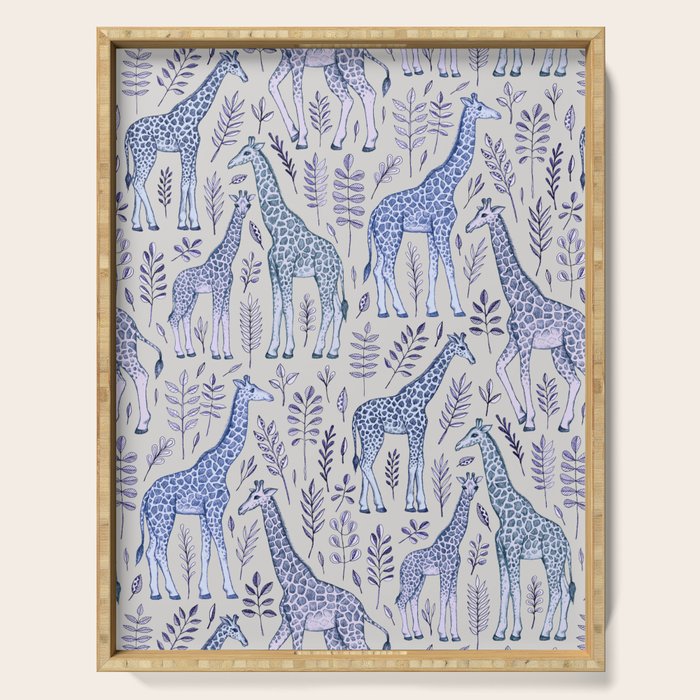 Blue Giraffe Pattern Serving Tray Gallery Image 1